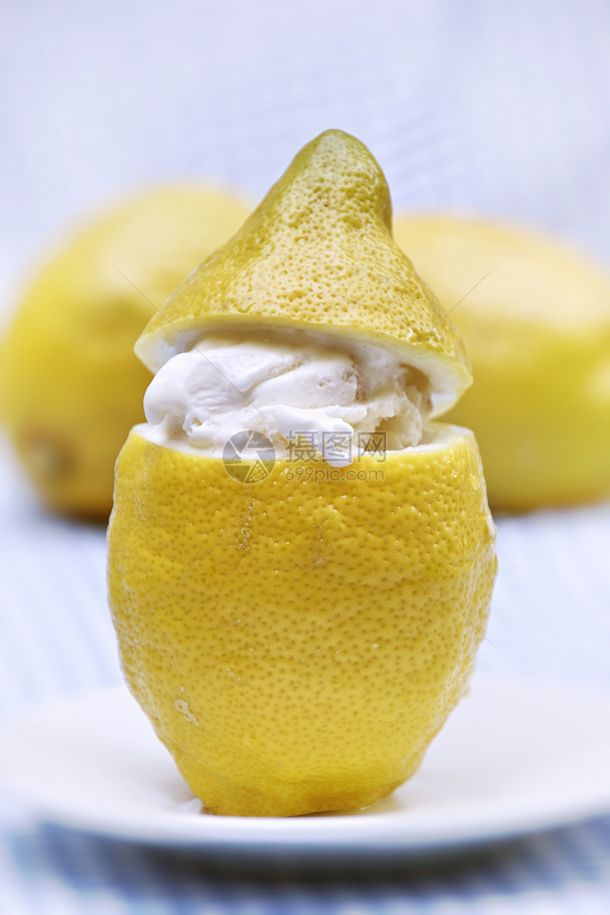 柠檬糖背景盘子黄色冻结茶点甜点薄荷水果图片