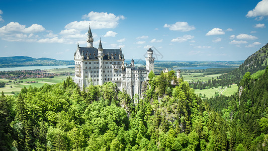 德国新天鹅城堡风景美丽自然高清图片