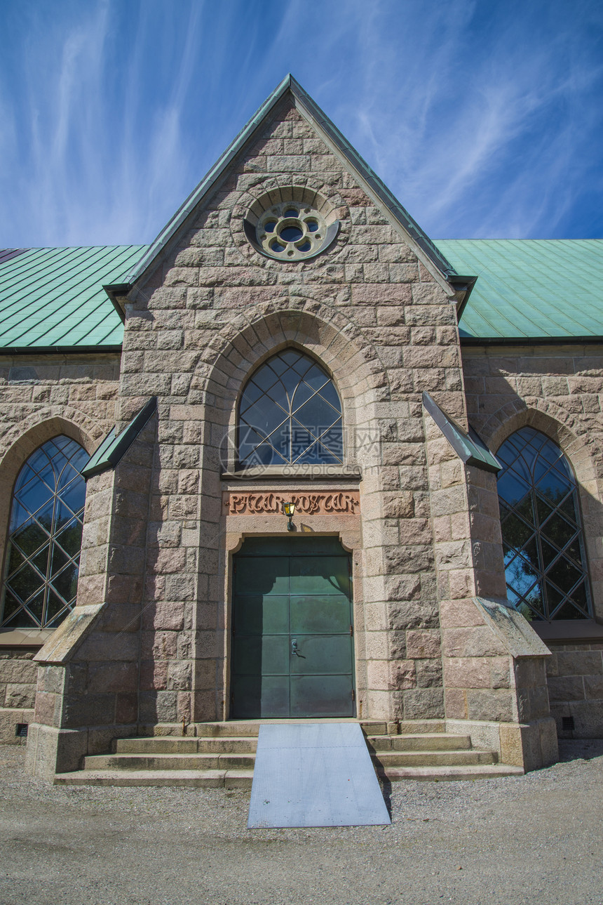 红宝石教堂 从北门传来细节古董石头宗教窗户历史性玻璃艺术地标遗产大教堂图片