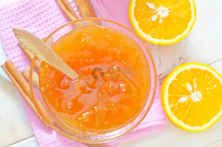 橙果酱橙子美食叶子香橼厨房甜点果味玻璃勺子肉桂图片