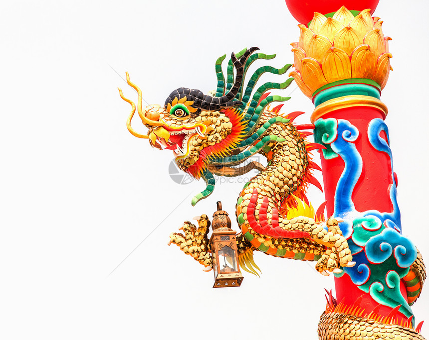 中国神庙里的龙财富文化节日传统动物刺刀信仰宗教寺庙金子图片