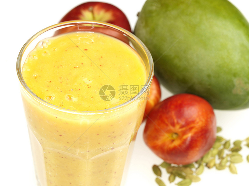 水果滑雪果橙子玻璃饮食热情香蕉豆蔻油桃食物冰沙饮料图片