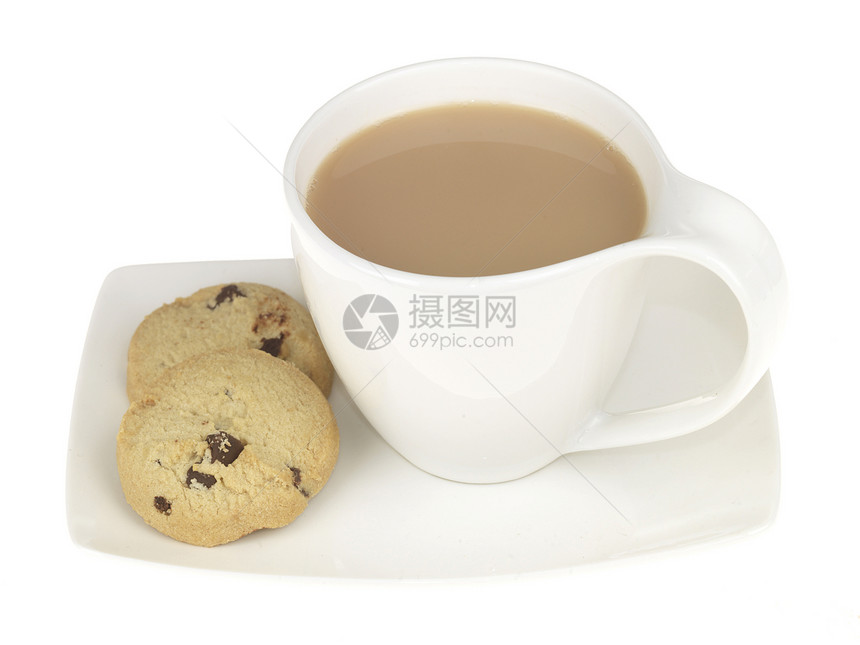 茶和饼干芯片工作室白色生活食物咖啡杯子巧克力图片