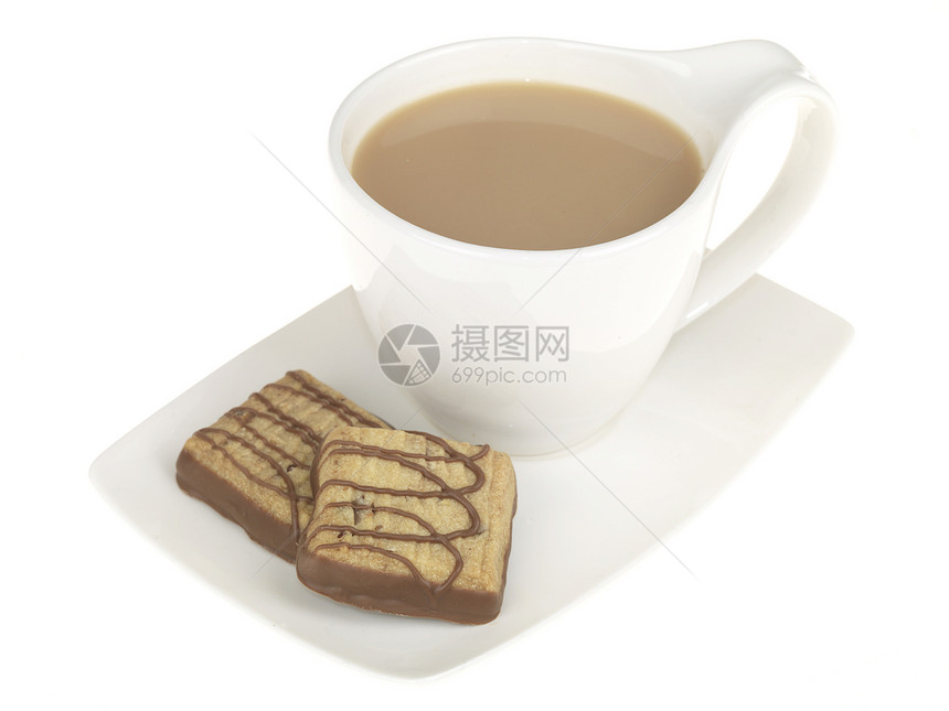 茶和饼干巧克力杯子工作室正方形食物生活咖啡白色胡桃图片