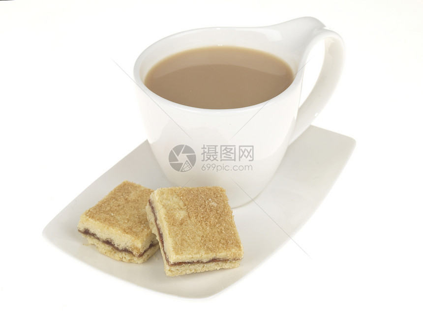 茶和饼干食物正方形白色工作室生活咖啡杯子图片