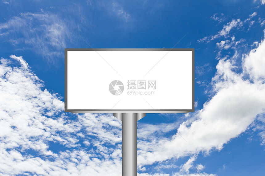 空白帐单木板横幅广告牌交通商业路标天空框架白色蓝色图片