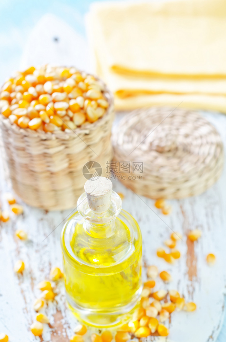 玉米油玉米爆米花精制玻璃乡村麻布瓶子核心养分农业图片