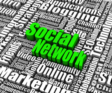 社会网络建设互联网社交形状红色营销媒体3d文字白色一个字背景图片