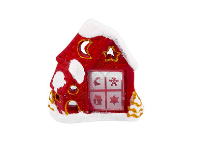 白色背景的圣诞灯笼烛台星星房子红色背景图片