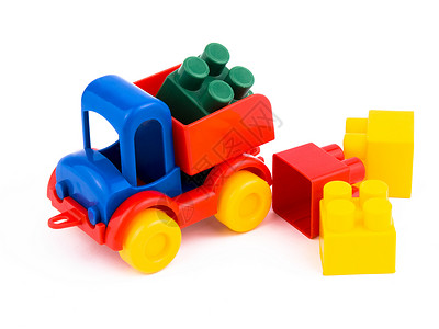 玩具汽车塑料绿色蓝色红色卡车黄色乐趣孩子白色高清图片