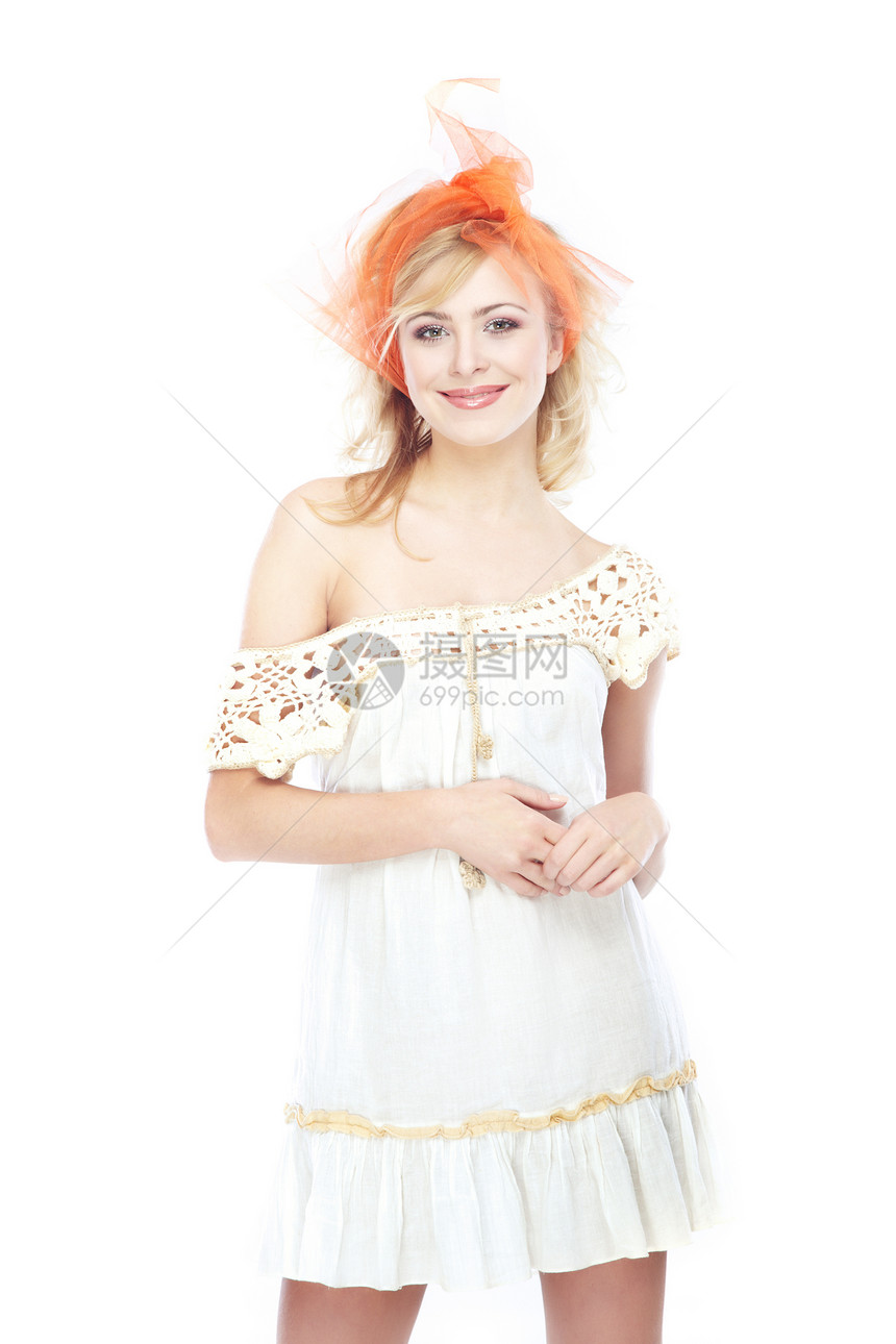 时装头巾服饰女孩工作室裙子乐趣魅力橙子头饰金发图片