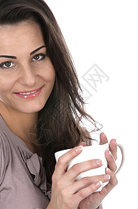 喝茶的女子咖啡头发白色女士背景图片