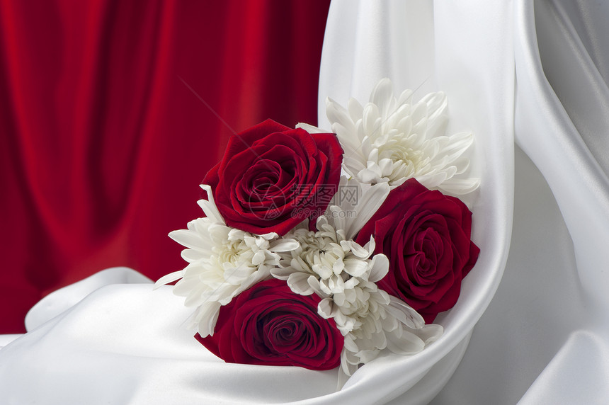装饰背景结构丝绸玫瑰插图奢华花朵纺织品墙纸寝具海浪白色图片