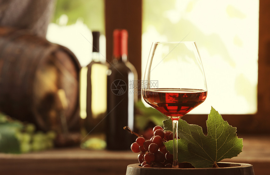 红酒叶子田园饮食树叶地窖白酒瓶子酒精风光玻璃图片
