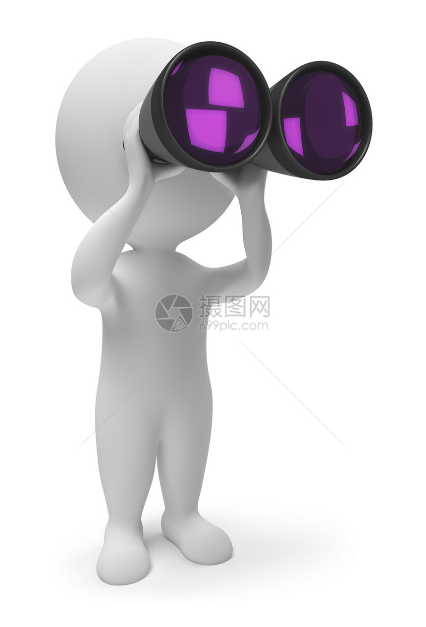 3d小人望远镜玻璃手表白色场地镜片观察者观众图片