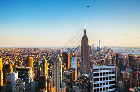 纽约市城市风景建筑学码头全景天际景观日出办公室天空城市市中心背景图片