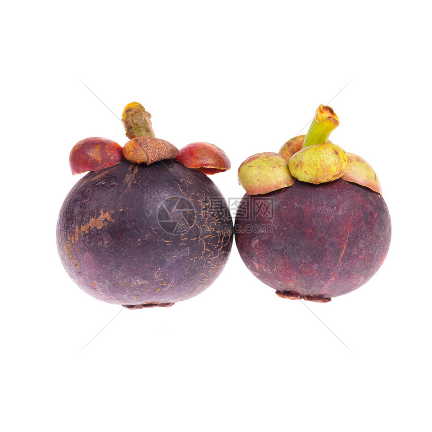 白色背景孤立的芒果区食物营养绿色水果果汁山竹素食主义者紫色热带女王图片