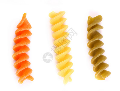 近乎接近的意大利面三色绿色食物螺旋橙子派对面条饺子黄色营养品背景图片