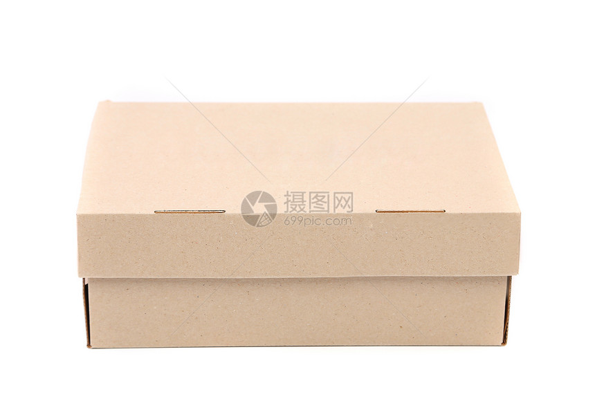 鞋盒位于白色背景的白色背景上店铺销售宏观鞋类纸板棕色包装黄色盒子零售图片