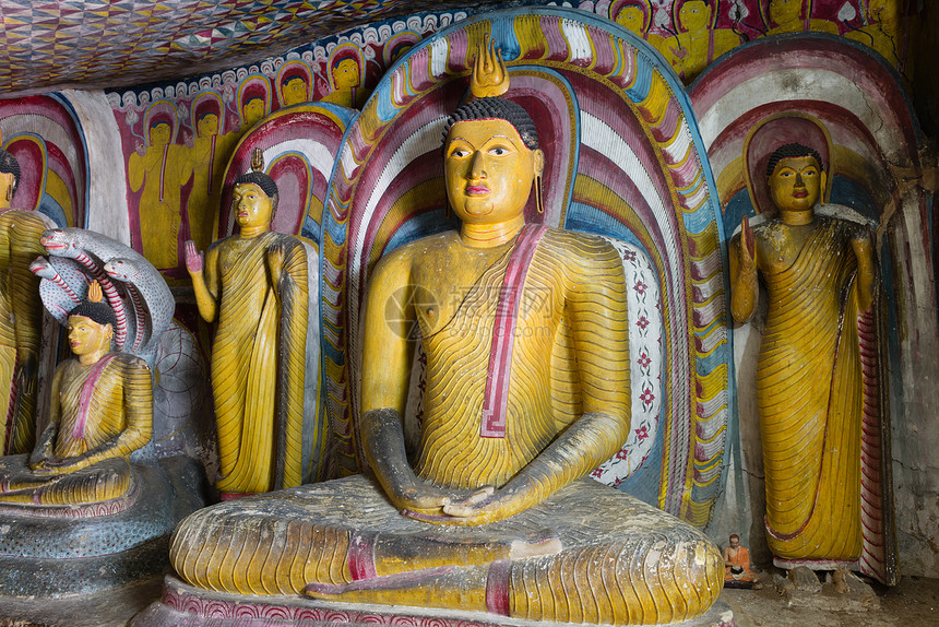 斯里兰卡Dambulla的佛像地标数字岩石文化吸引力雕塑崇拜石头洞穴历史图片