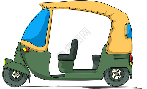 泰国出租车Rickshaw卡通漫画设计图片