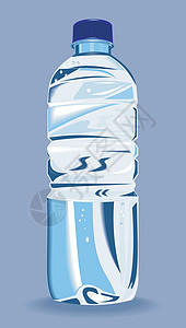 塑料矿泉水瓶塑料瓶装塑料水容器矿泉水瓶背景包装插图蓝色插画