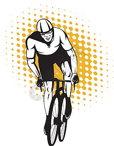 自行车车前视线运动插图网点赛车男人男性木刻背景图片