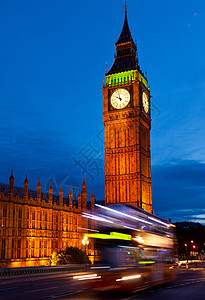 伦敦大本钟双层建筑学晚上高清图片