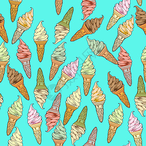 蓝色斑点冰淇淋冰淇淋馅饼墙纸夹子蓝色食物薄荷插图巧克力绘画小吃包装背景