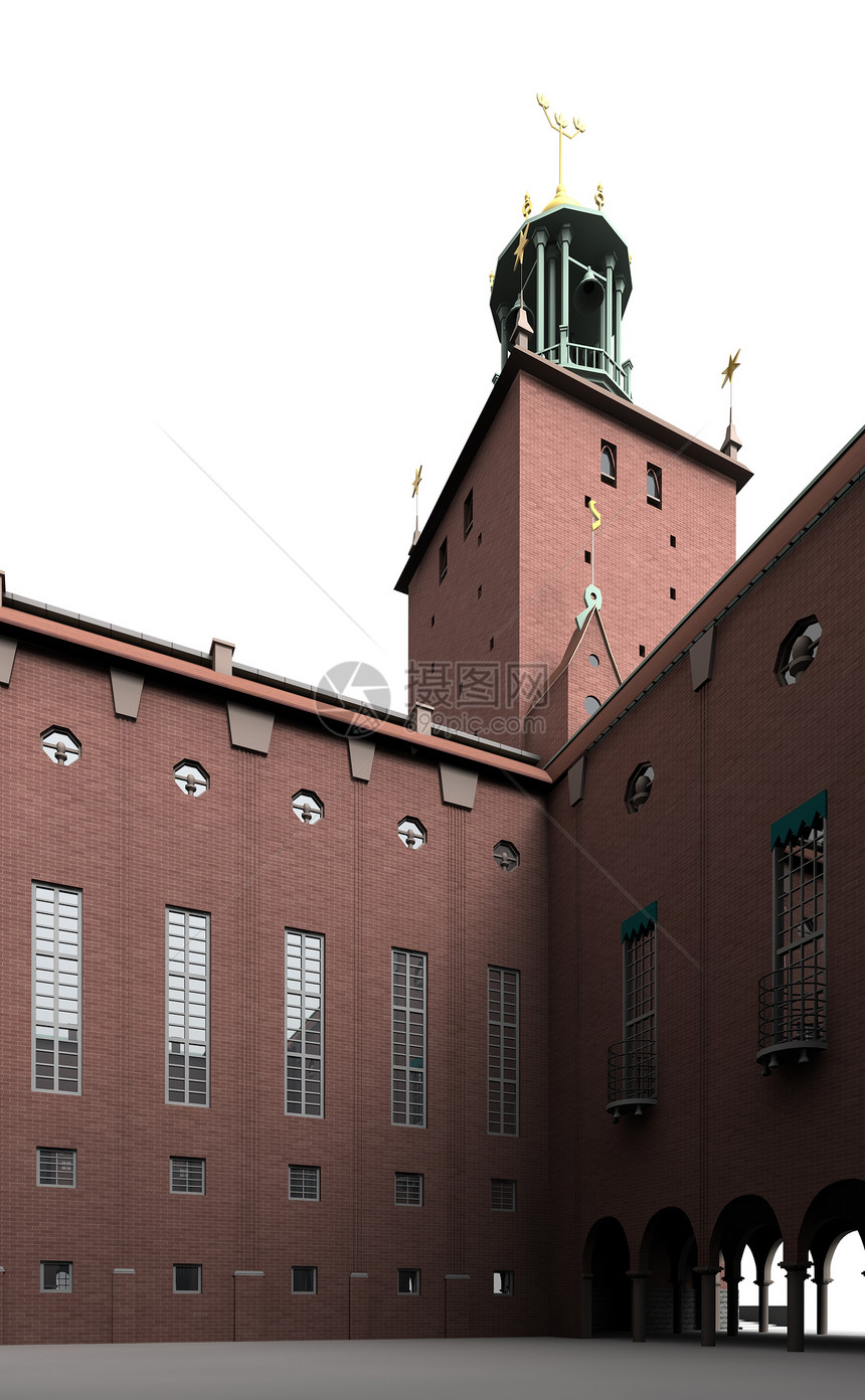 斯德哥尔摩市政厅7往返假期玻璃观光首都拱廊远足旅行渲染建筑图片