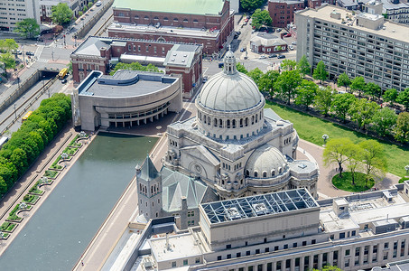 波士顿首届基督教科学家会空中观察 波士顿背景