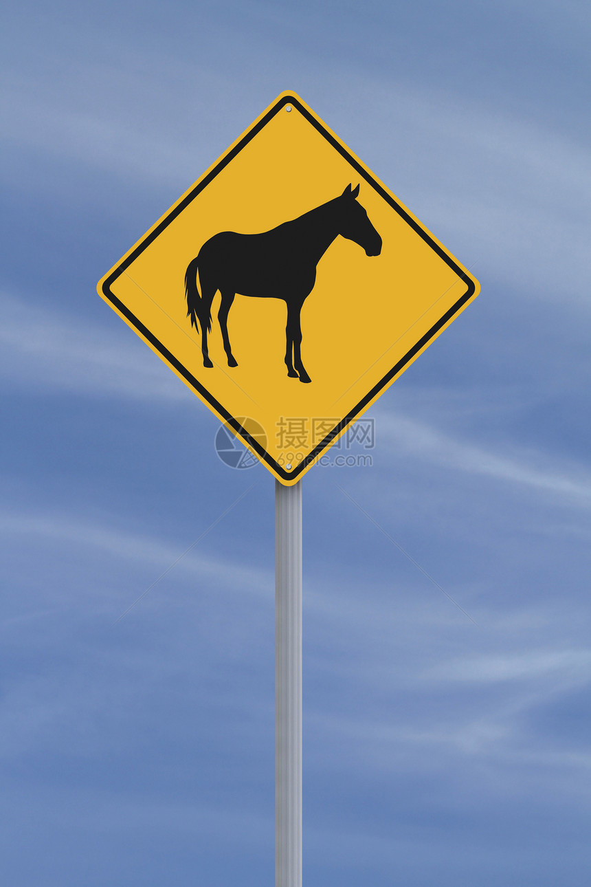 1cH00FFFFi1马之年动物概念天空钻石黄色标志蓝色交通路标图片
