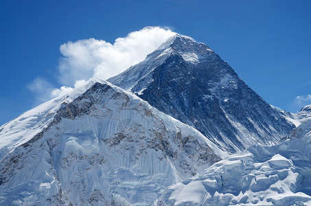 希拉里山峰或萨加玛塔     最高山峰 尼泊尔背景
