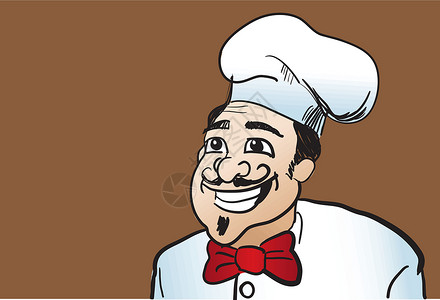 山羊胡子微笑厨师文化制服灵魂人脸横幅帽子菜单胡子胡须坡度插画
