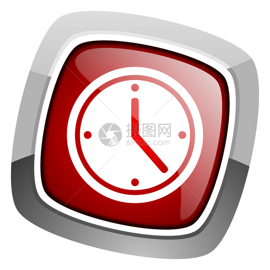时钟图标商业时间网络计时器正方形塞子红色倒数互联网警报图片