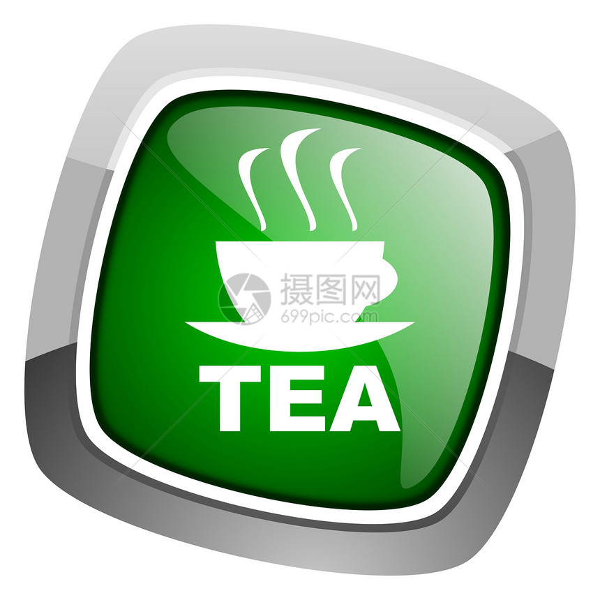 茶茶图标厨房商业钥匙叶子绿色按钮网络香气疗法正方形图片