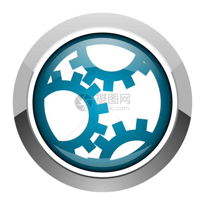 齿轮图标蓝色作坊技术工具公司维修引擎网络链轮电话图片