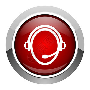 线控耳机图标客户服务用户服务图标红色商业横幅钥匙互联网顾客问题网络合金按钮背景