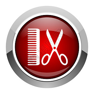 理发图标胡须梳子商业横幅化妆品洗头网络发型红色圆圈背景图片