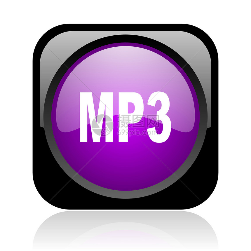 mp3 黑色和紫色广场网络光滑图标图片