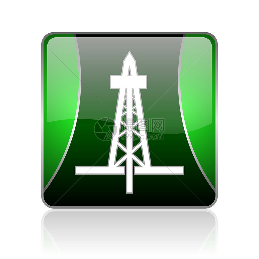 黑绿平方网络灰色图标汽油炼油厂网站石油钥匙钻孔工程师安装工厂商业图片