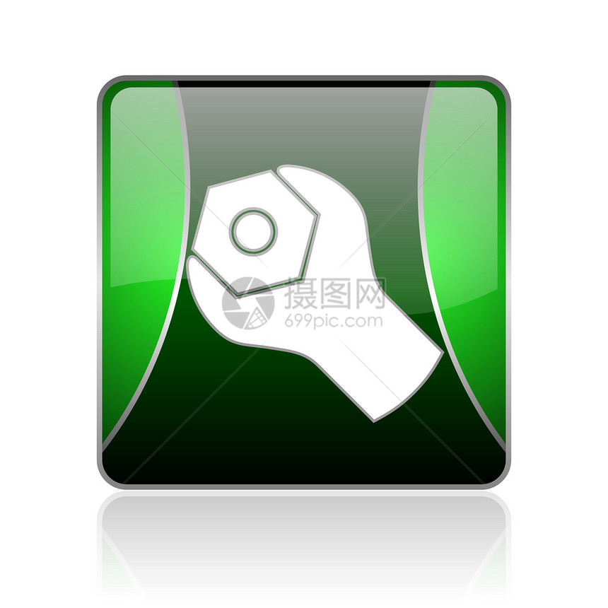 工具黑色和绿色平方网络灰色图标工程锤子服务白色网站正方形互联网钥匙技术作坊图片