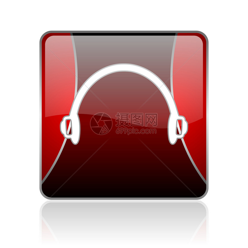 红方网络闪光图标标识推销按钮耳机音乐钥匙中心音乐会网站技术图片