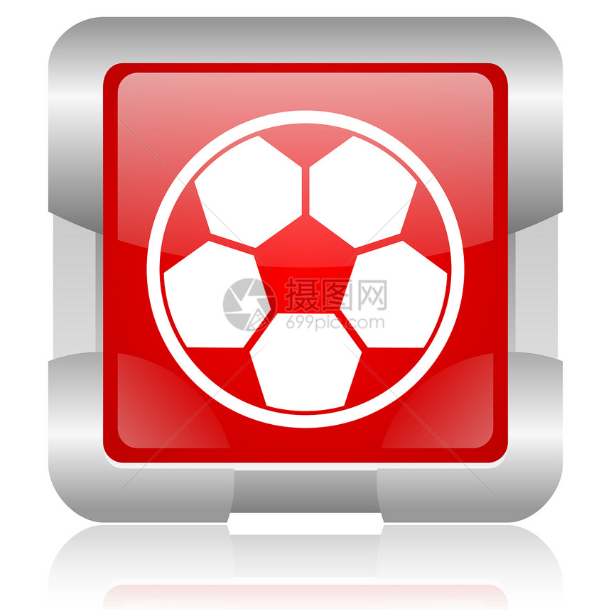 红方足球网格闪亮图标玩家活动网站竞赛按钮杯子体育场正方形钥匙金属图片