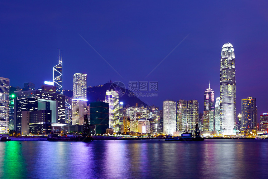 香港市晚上市中心景观顶峰港口旅游旅行摩天大楼假期日落建筑图片