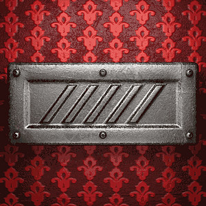 红底金属边界装饰品风格插图装饰抛光反射艺术框架背景图片