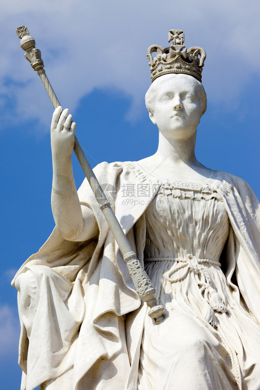 伦敦Kensington宫维多利亚王后女神像历史历史性雕像地标版税纪念碑花园城市皇家景点图片