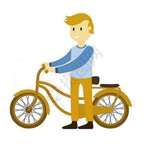 骑自行车的人男生男人插图微笑背景图片