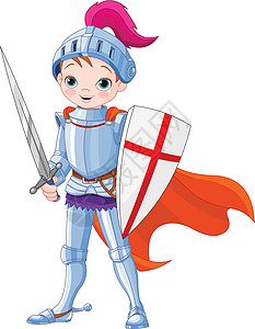 中世纪骑士王子身体头盔评书护具卡通片盔甲微笑英雄童话插画