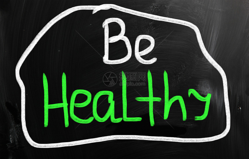 在黑板上用粉笔手写的健康概念预防饮食医生精神绘画疾病成功插图商业体力图片